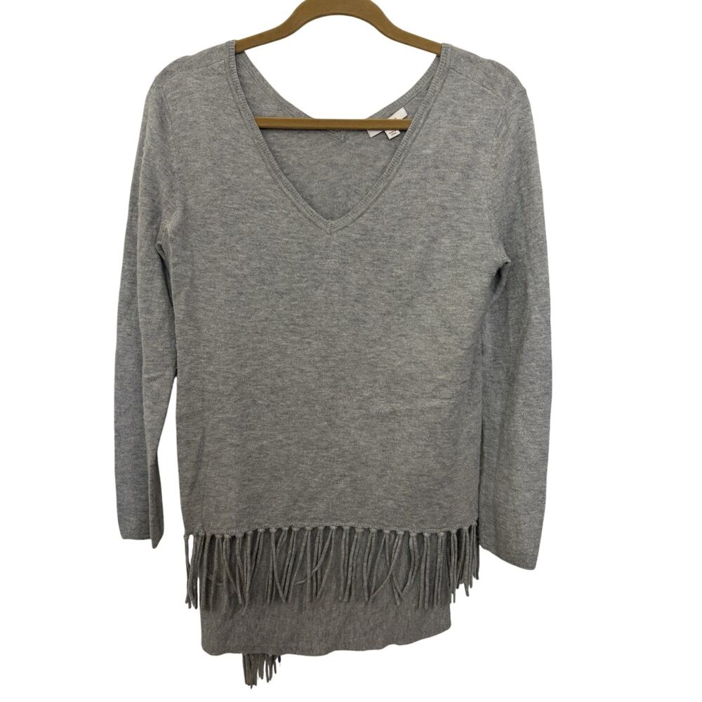 Ella Moss Wool Cashmere Blend Wrap Fringe Sweater Size Large Western Boho Cozy